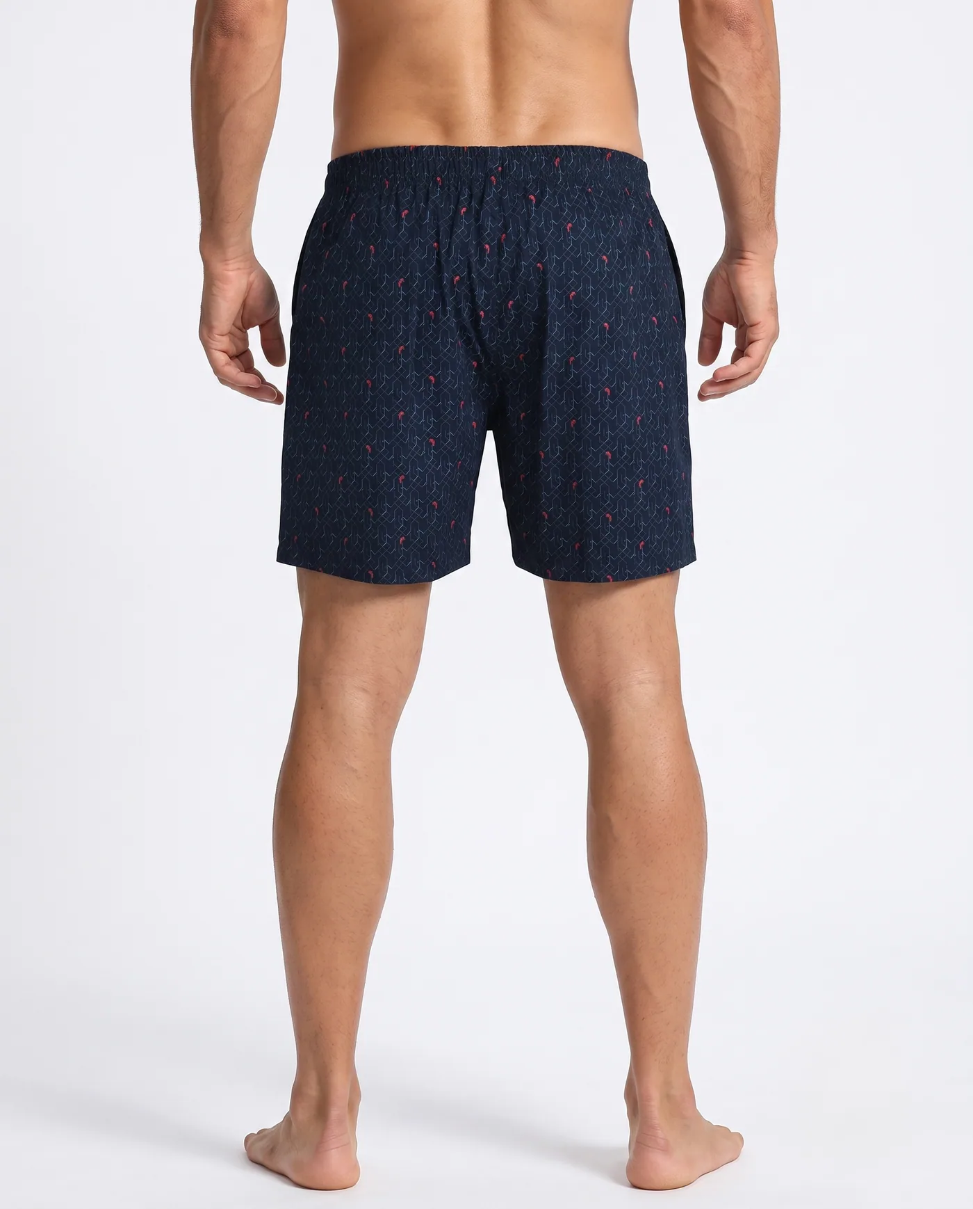 Indigo Lattice printed boxer shorts, back view