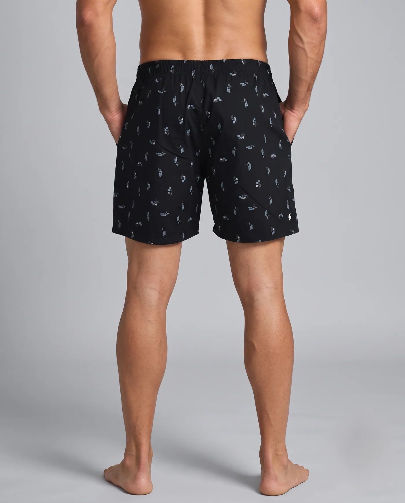 Midnight Geo Speckle printed boxer shorts, back view